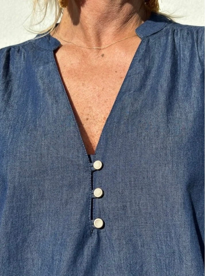Gaspar 2510323 Læsø V-neck denim bluse