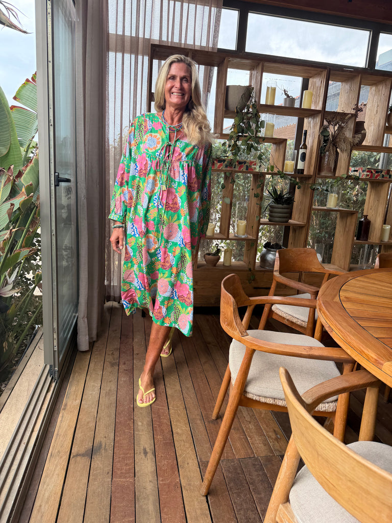 WAUW Capri dress flower print green