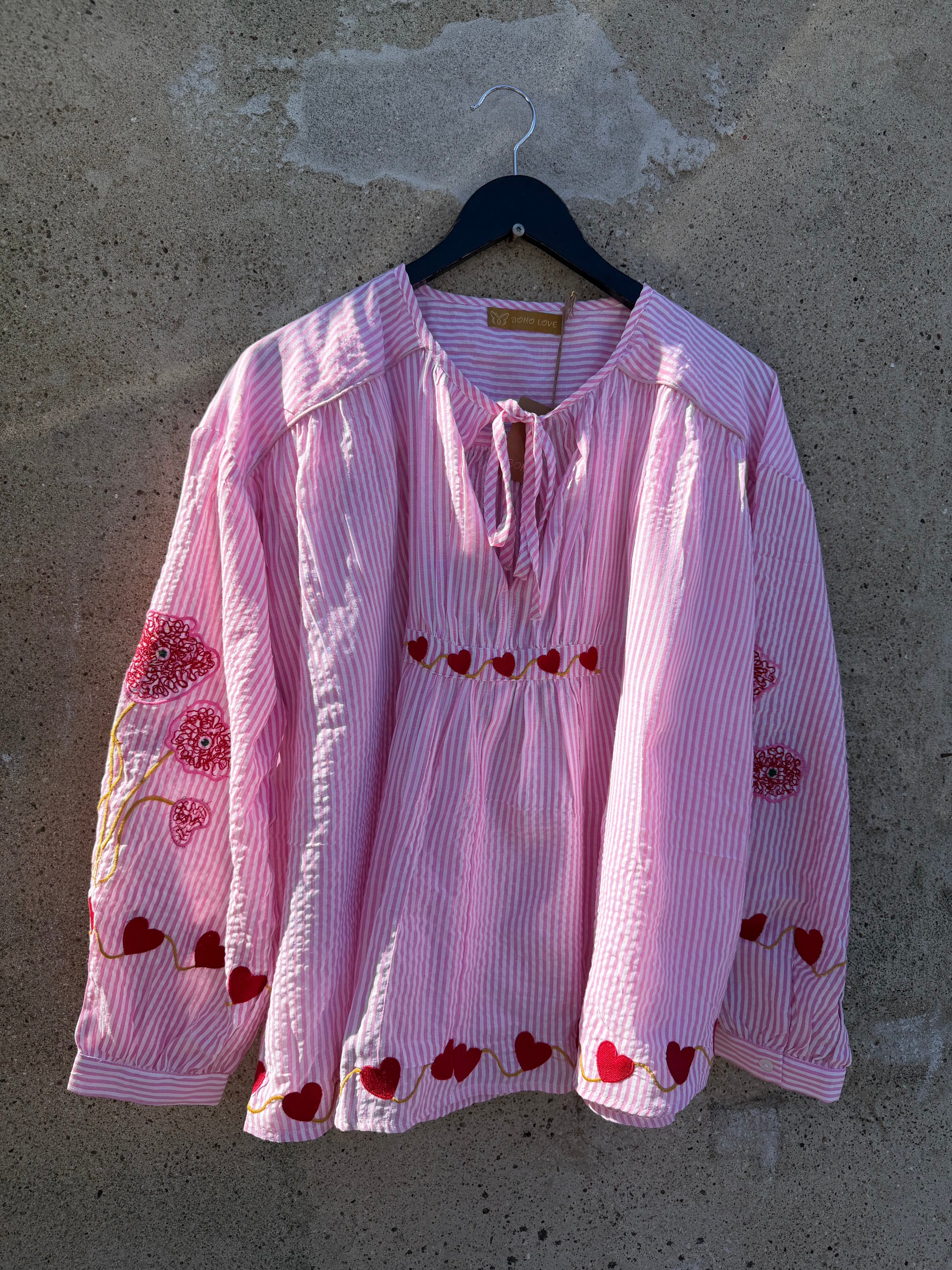 Boho Love B1360 skjorte flower stripe rosa