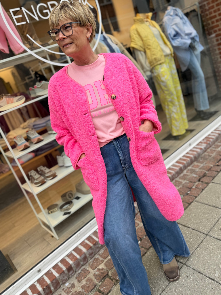 Boho Love B1316 Teddy long jacket pink