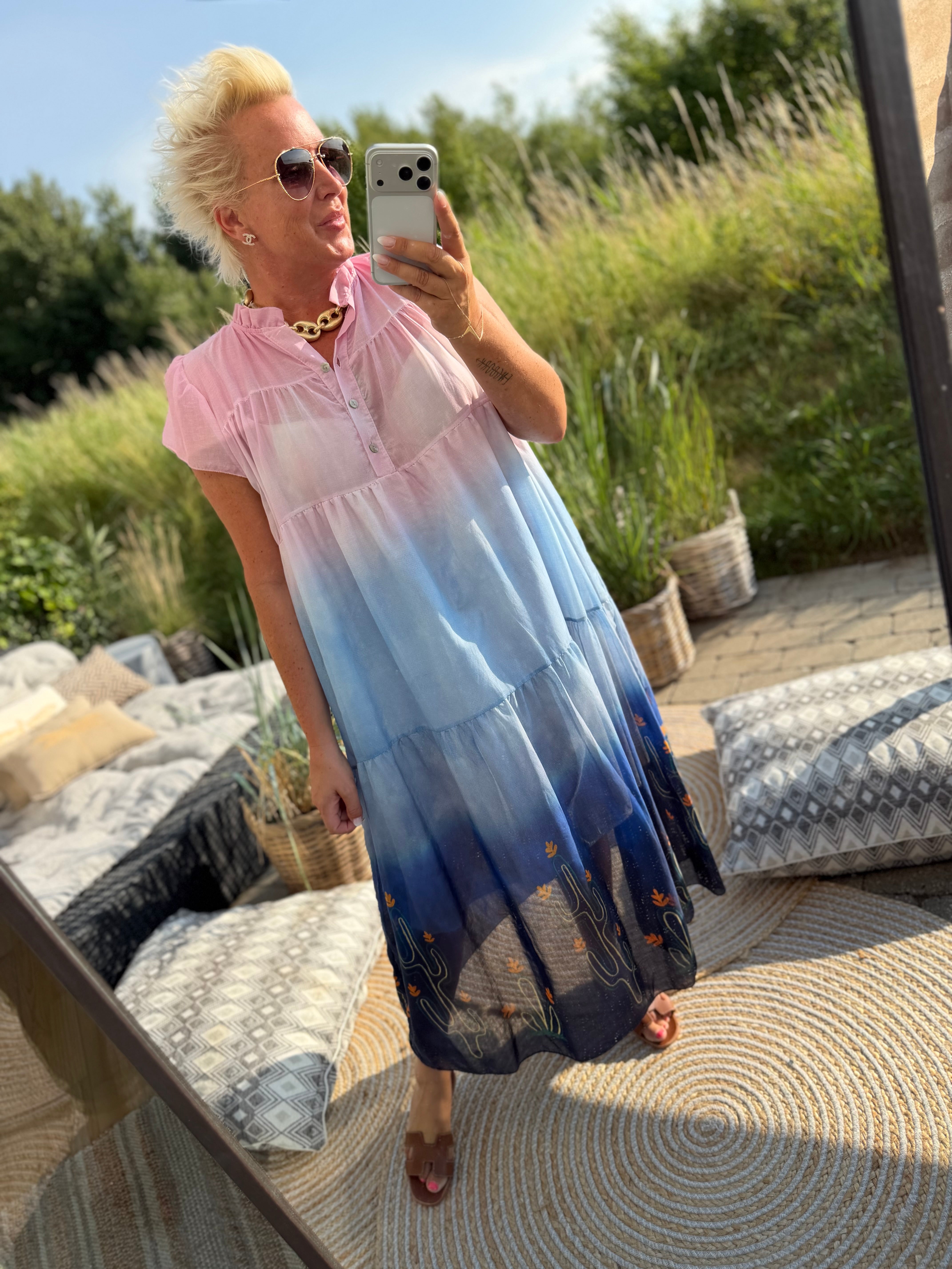 Qnuz 9401 dress Boheme dress print light blue