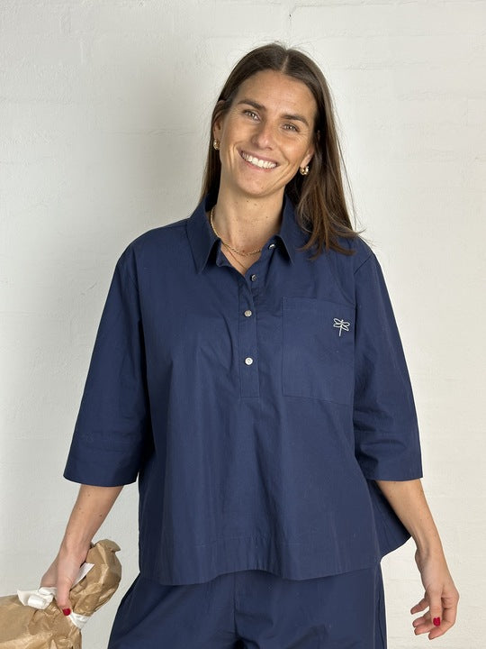 Gaspar 2601305 Porto blouse poplin dark