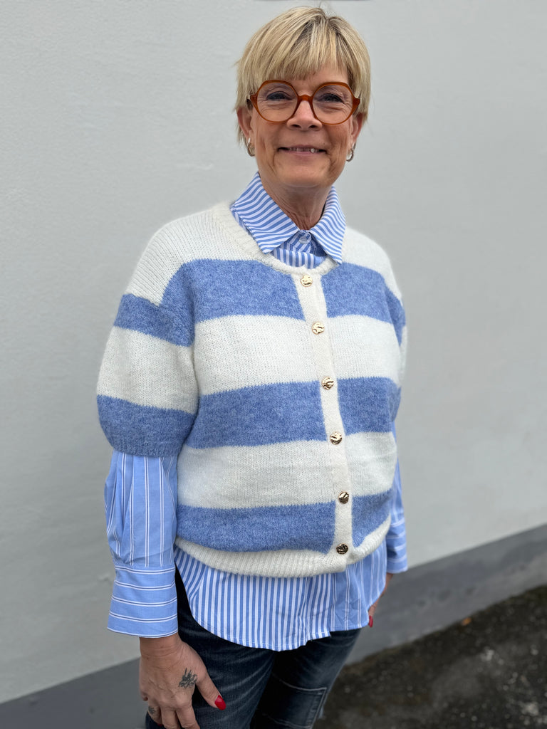 By Engbork Findi cardigan blue stripe