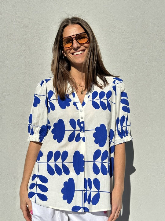 Gaspar 2601339 Tunø blouse print royal