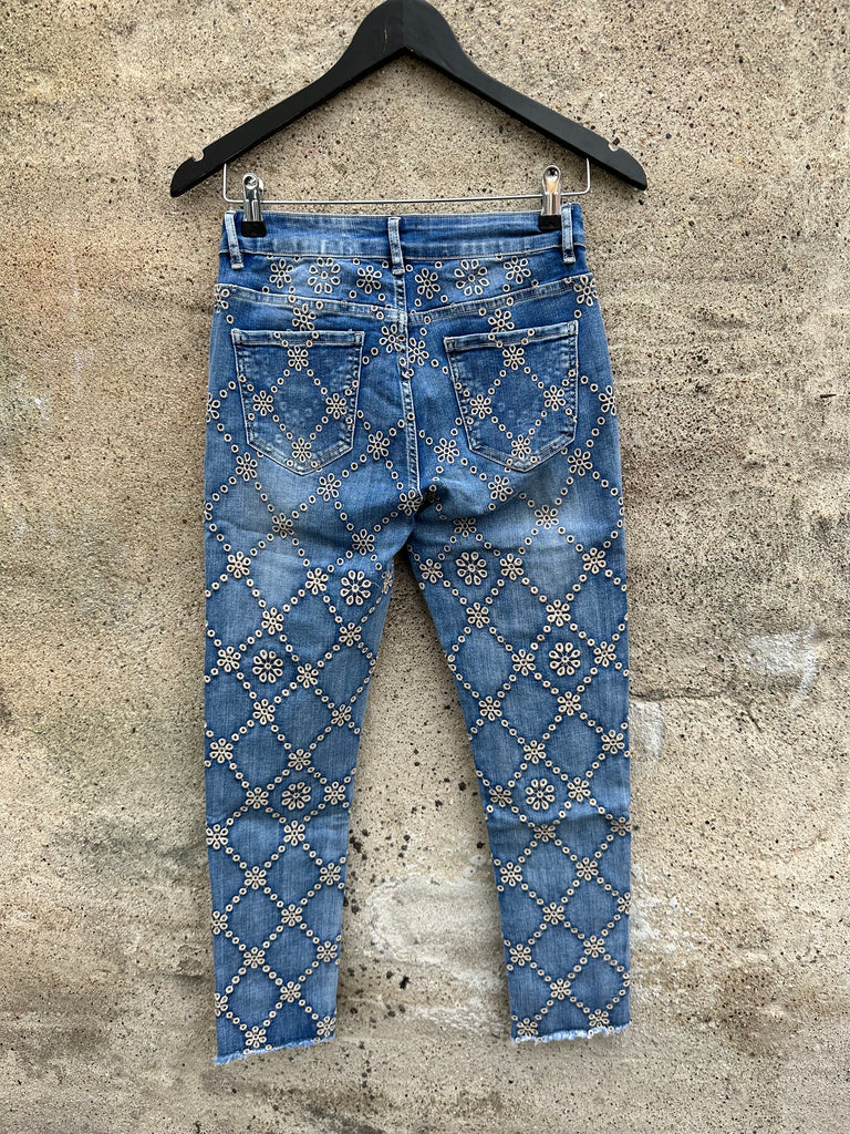 Qnuz Prudence jeans m. lux brodering Blue