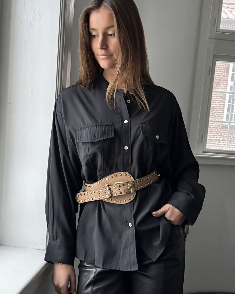 Depeche 17200 studded waist belt camel