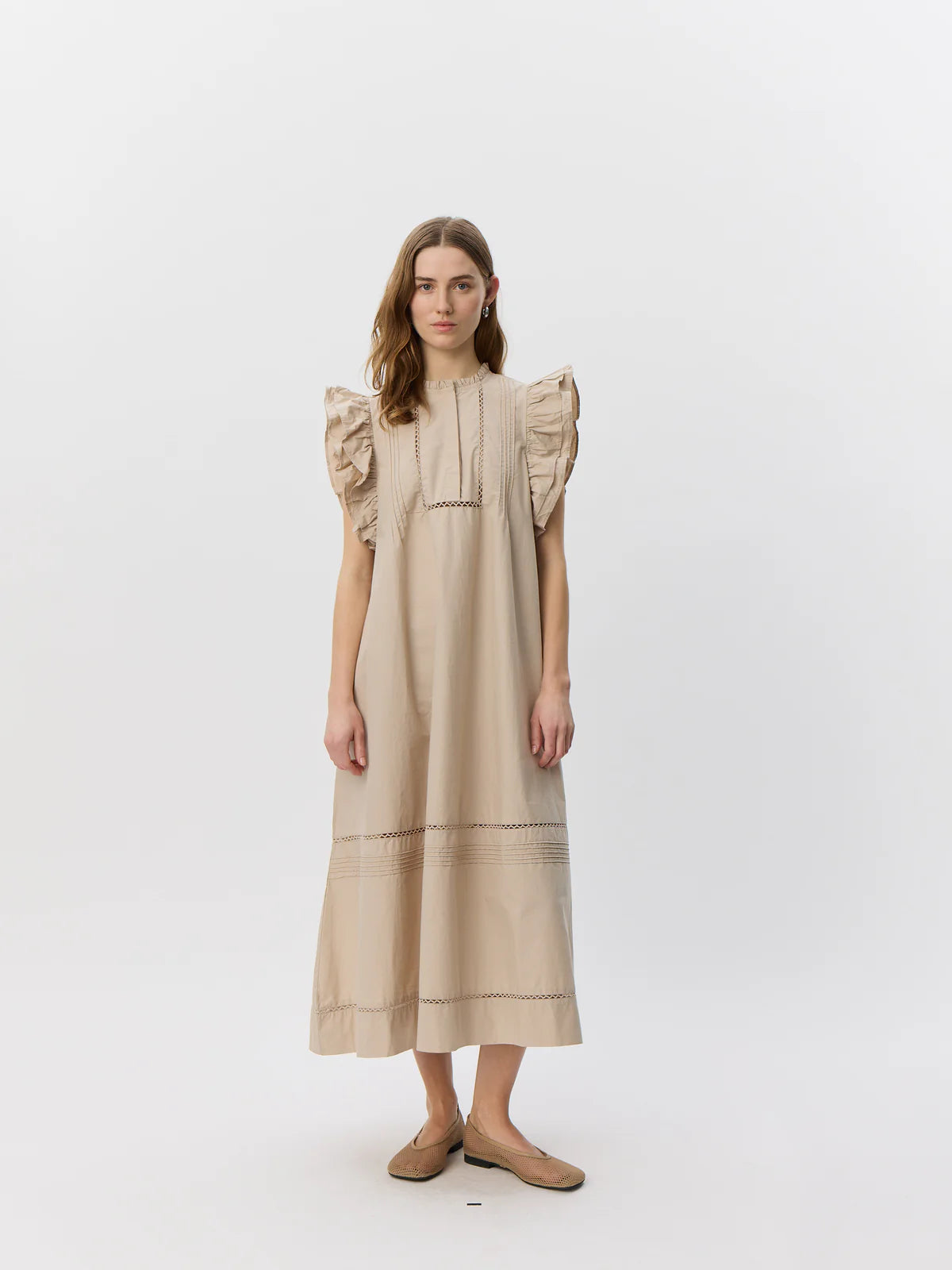 Sofie Schnoor S262147 Otania frill cotton dress gray
