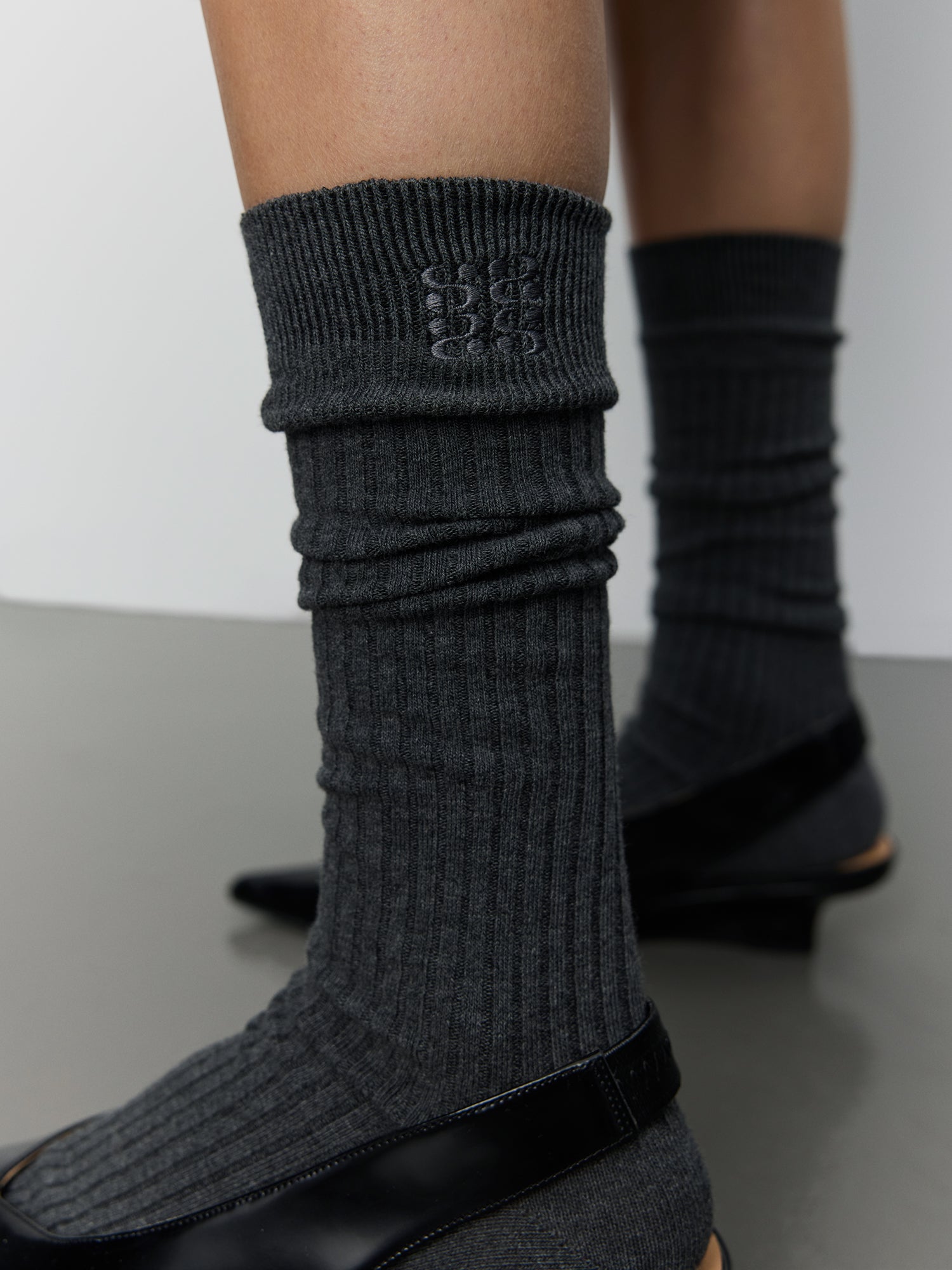 Sofie Schnoor SNOS937 Beatha knee sock x 2 d grey melange