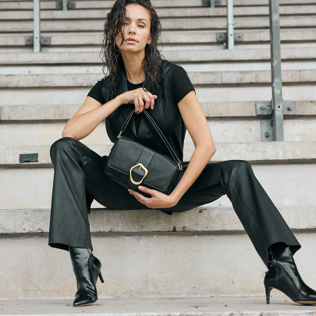 Depeche 51160 Ava pants flare leather black