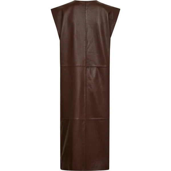 Depeche 51470 leather Eliza long vest coffee