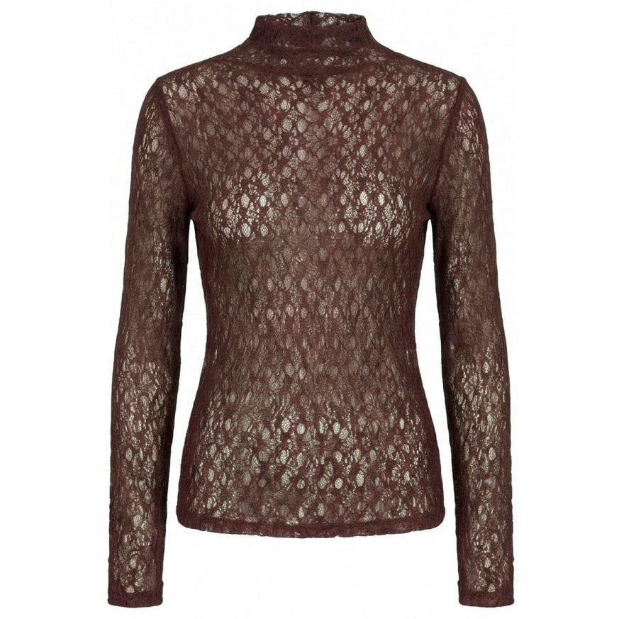 Qnuz 9275 Soft lace blouse brown