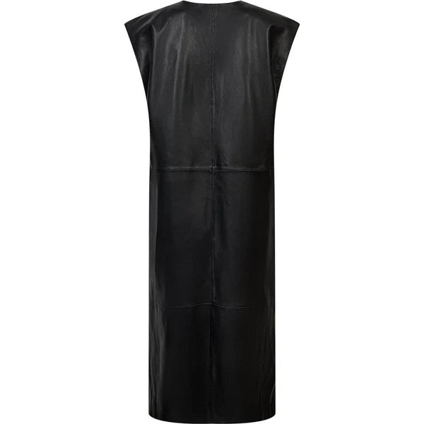 Depeche 51470 leather Eliza long vest black