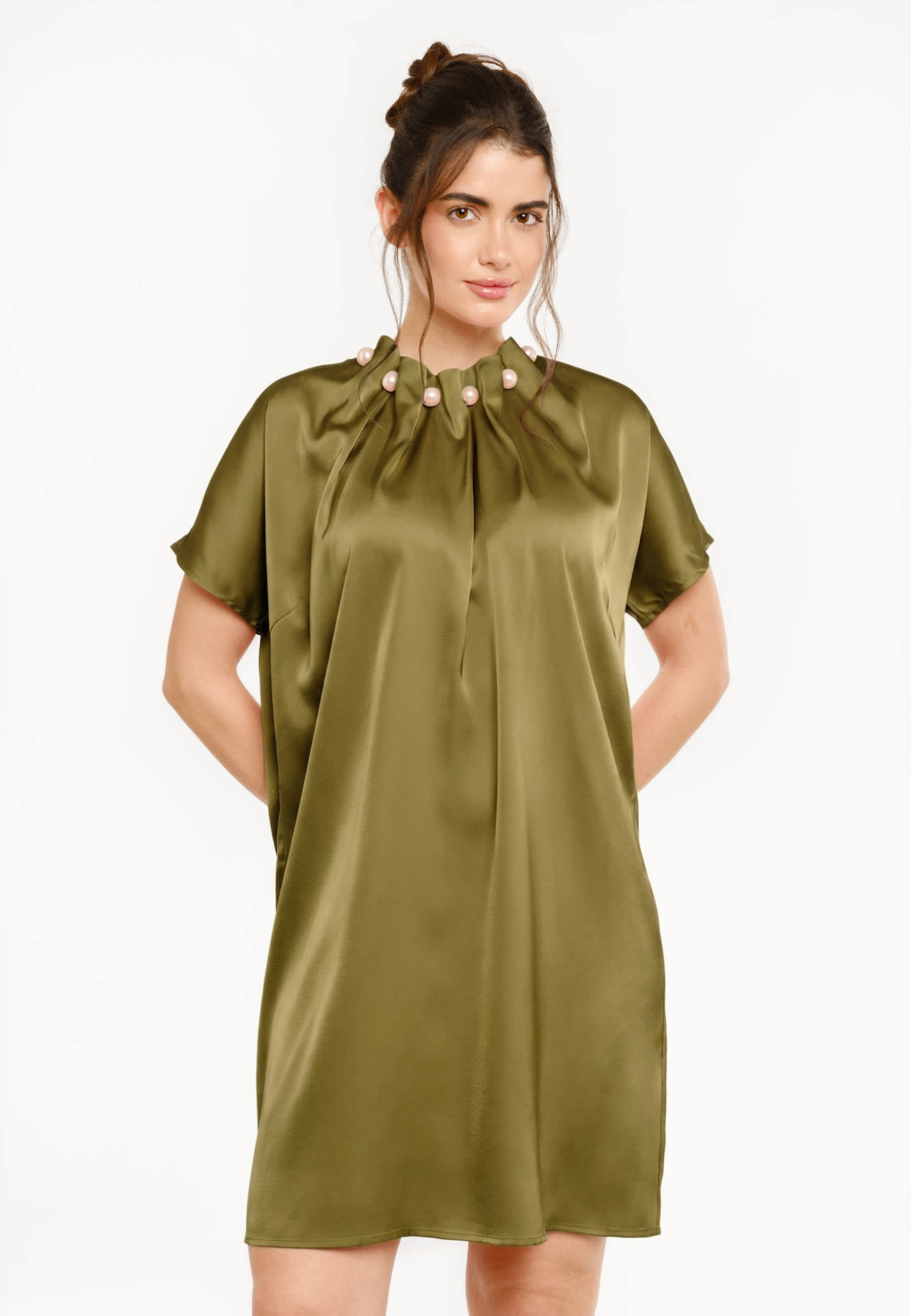 Liberte 22455 Pip pearl dress avocado