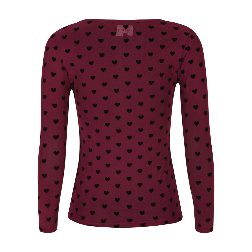 Liberte 22065 mesh LS T-shirt bordeaux black