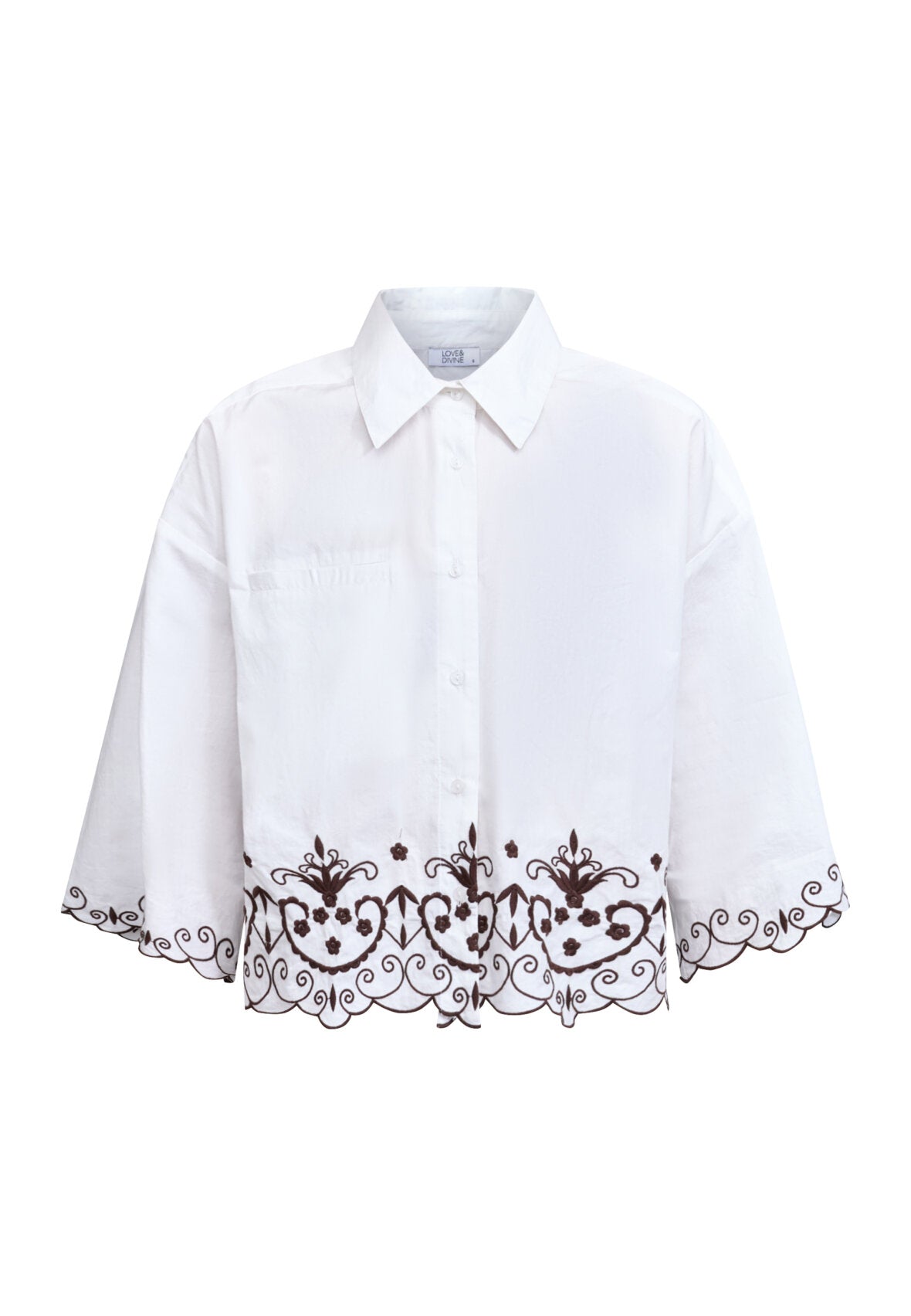 Love & Divine love1546 shirt embrodery white