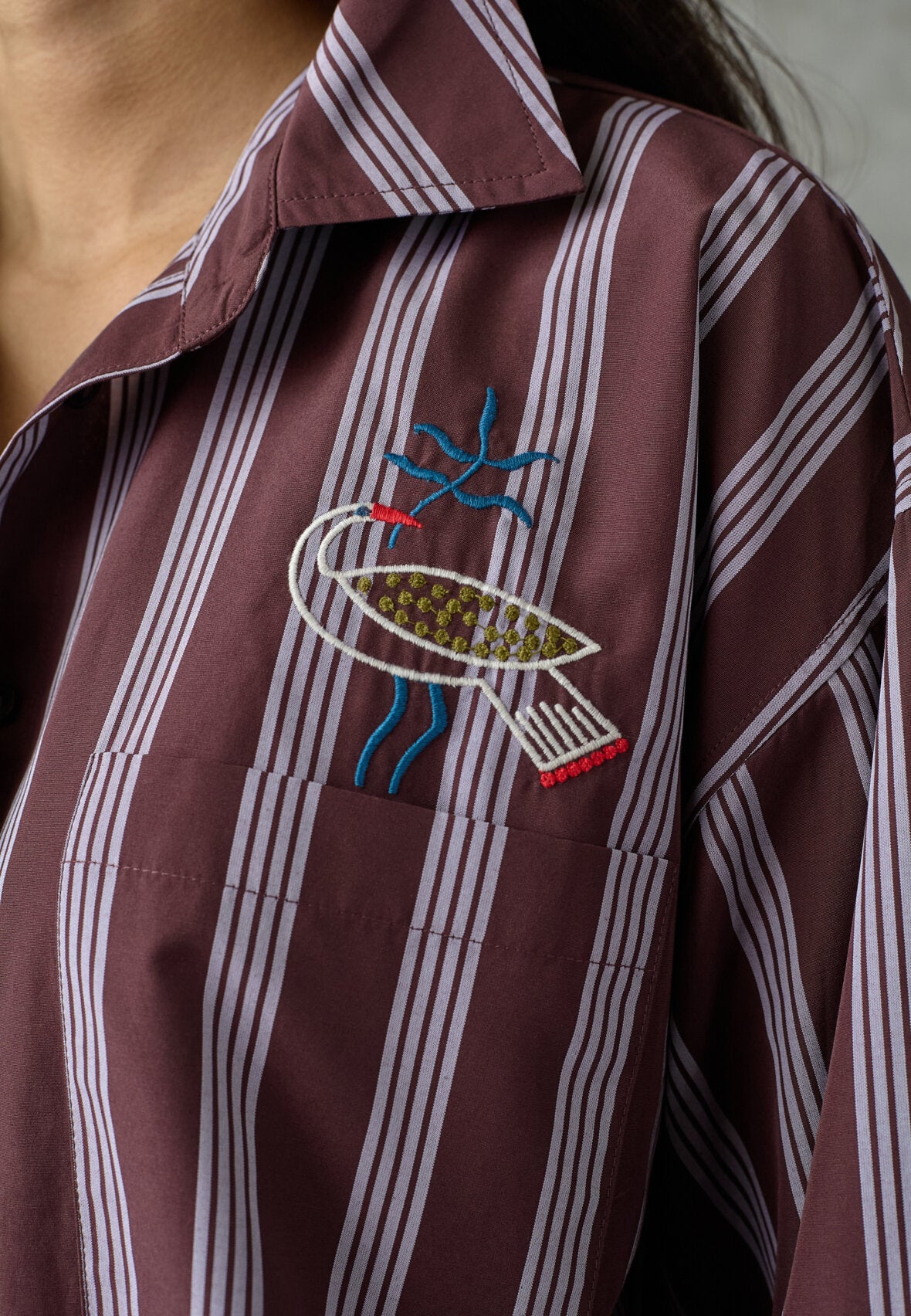 Love & Divine love1555-1 shirt stripe brown