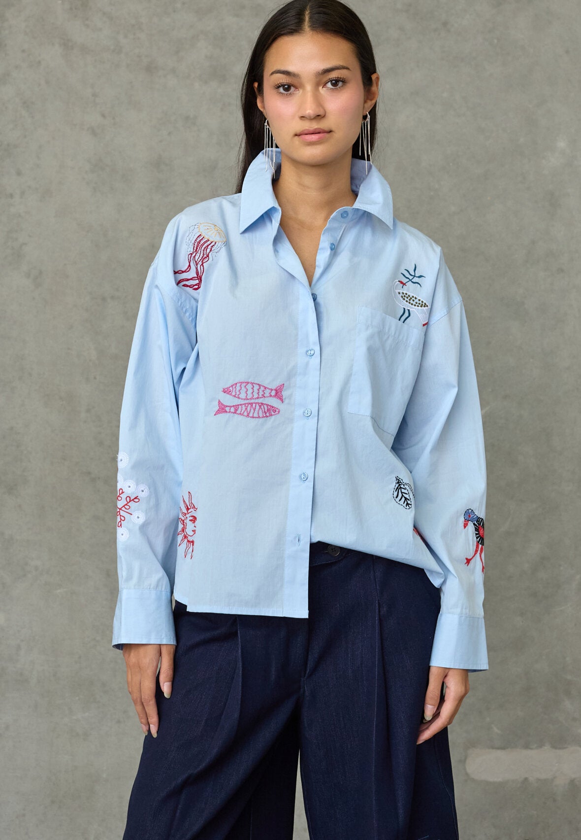 Love & Divine love1555-4 shirt solid blue