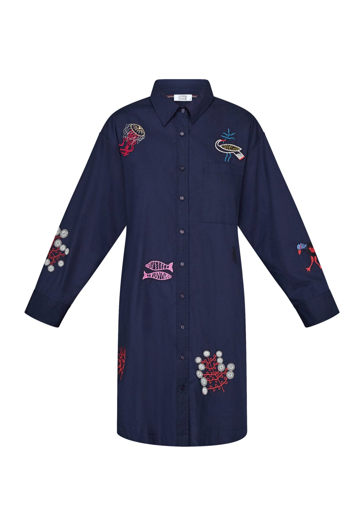 Love & Divine love1589 shirtdress navy