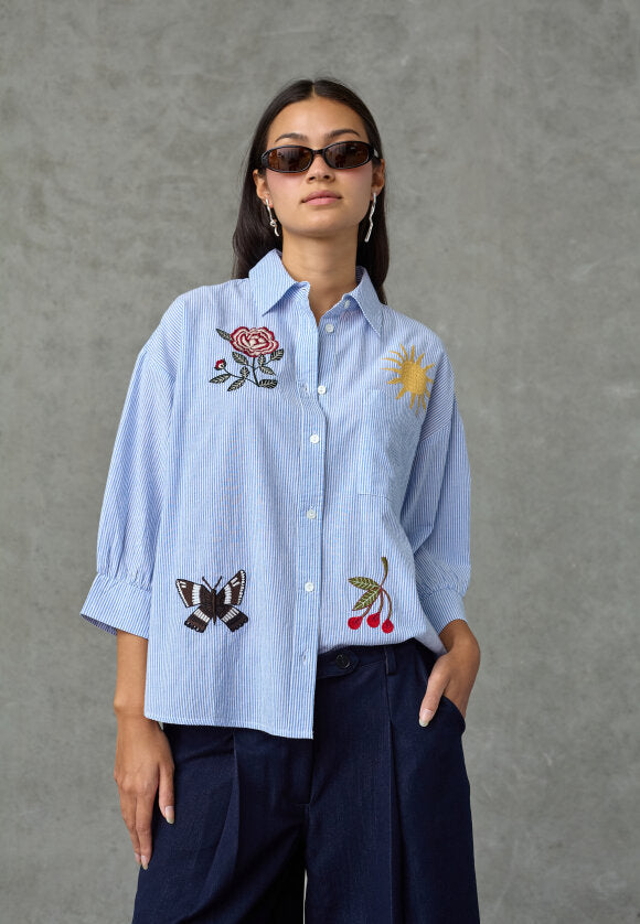 Love & Divine love1604-1 shirt stripe blue