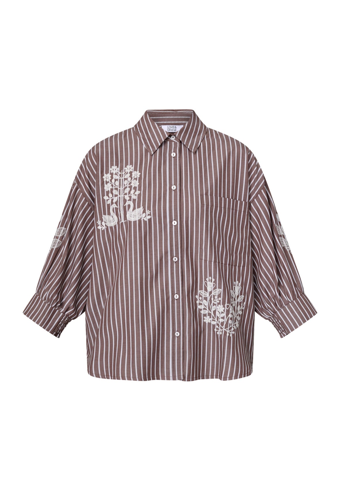 Love & Divine love1604-3 shirt stripe brown