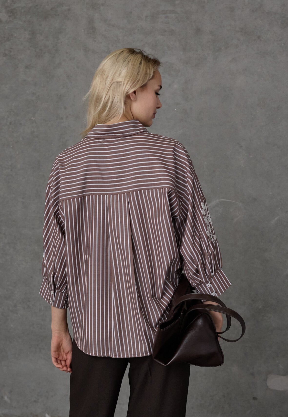 Love & Divine love1604-3 shirt stripe brown