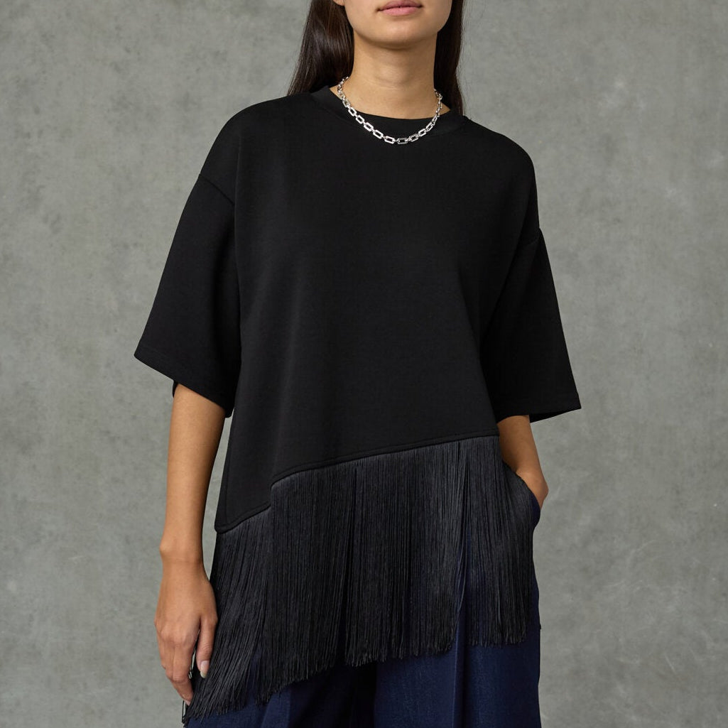 Love & Divine love1634 blouse SS fringes black