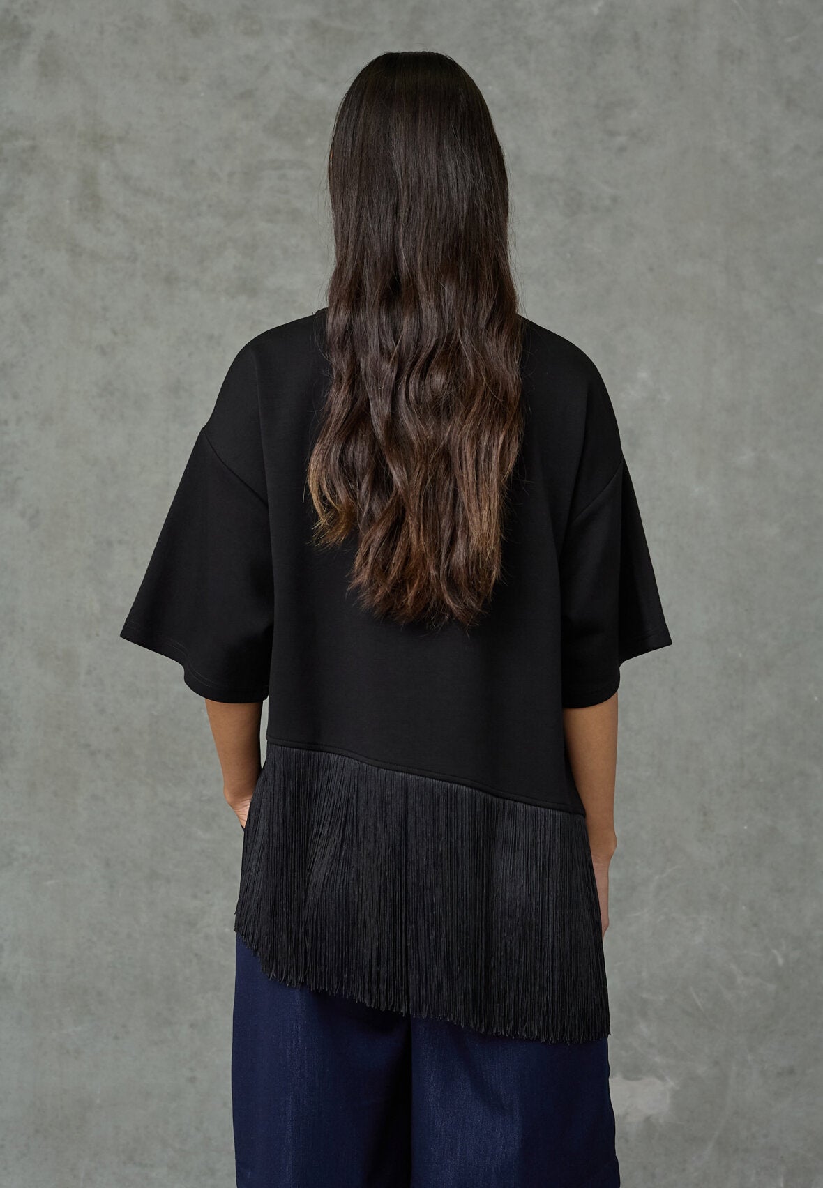 Love & Divine love1634 blouse SS fringes black