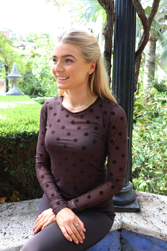 Liberte 22065 mesh LS T-shirt big flock dot