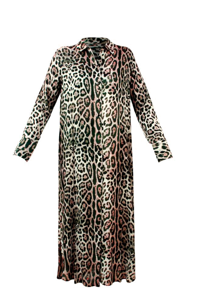 Kaanda Resort skjorte kjole Leopard