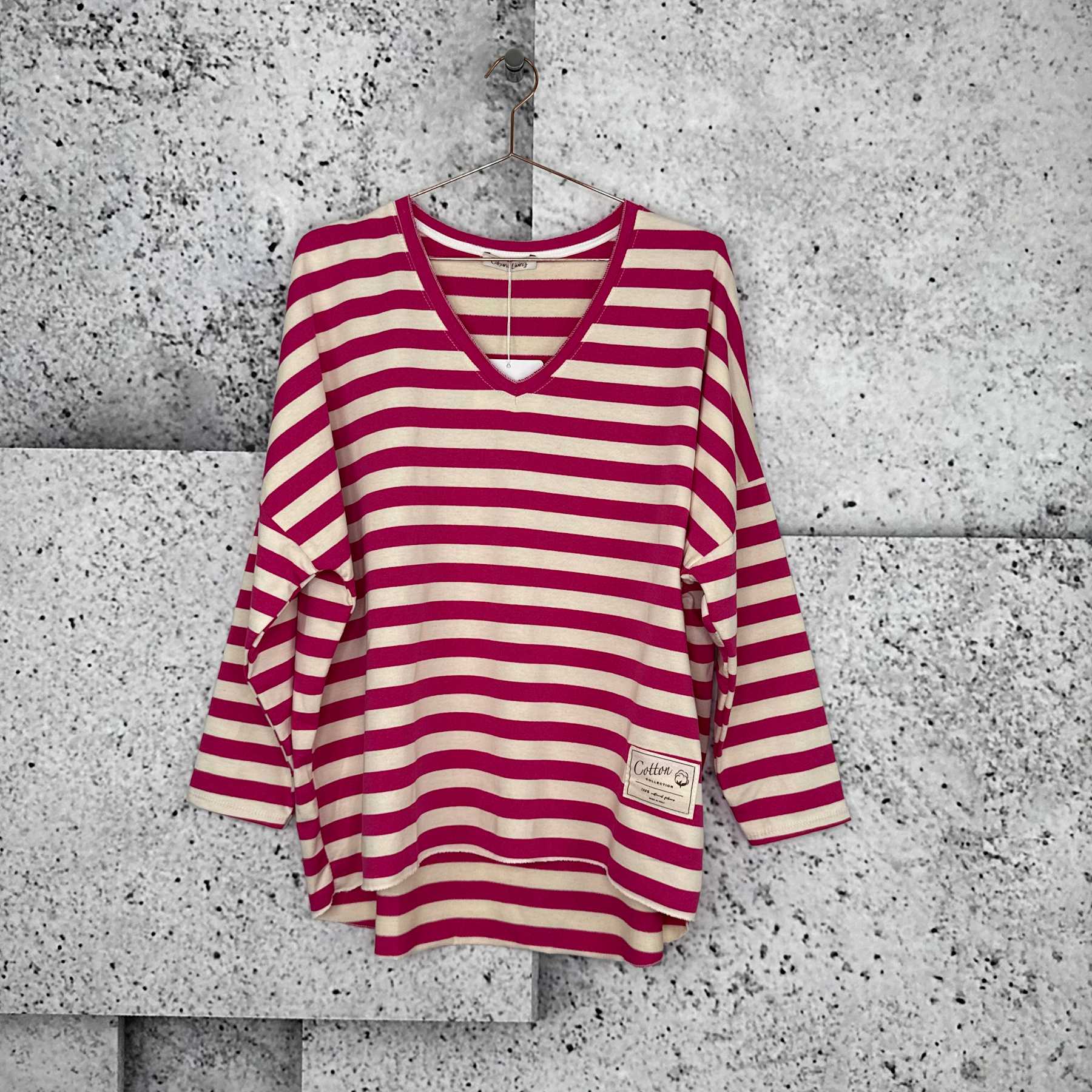 CABANA Living 3497 Garda blouse stripe fuxia/white