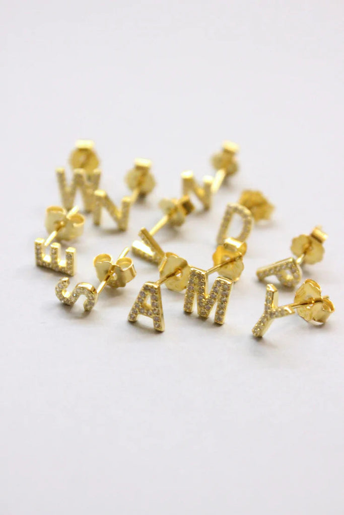 Pico M01014 Alphabet crystal stud gold R